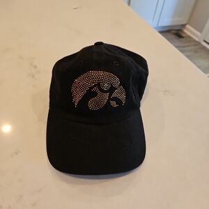 Iowa Hawkeyes Strapback Hat Cap Black Yellow Rhinestone Womens